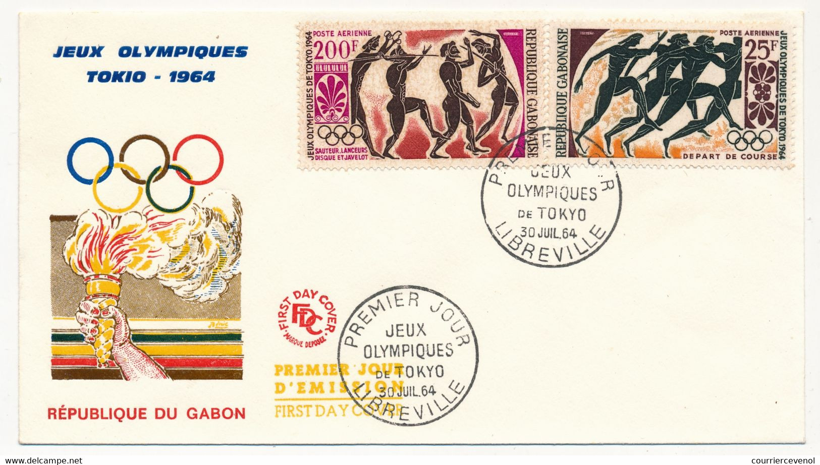 GABON => 2 FDC - Poste Aérienne / Jeux Olympiques De Tokyo - 30 Juillet 1964 - Gabon