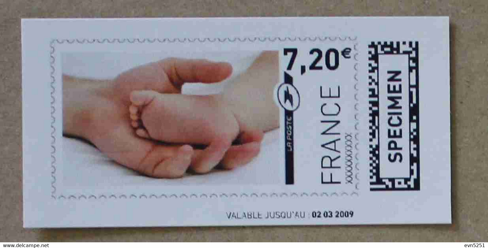 Ti02-03 : SPECIMEN - Main Et Pied 7.20 € (autoadhésif / Autocollant) - Specimen