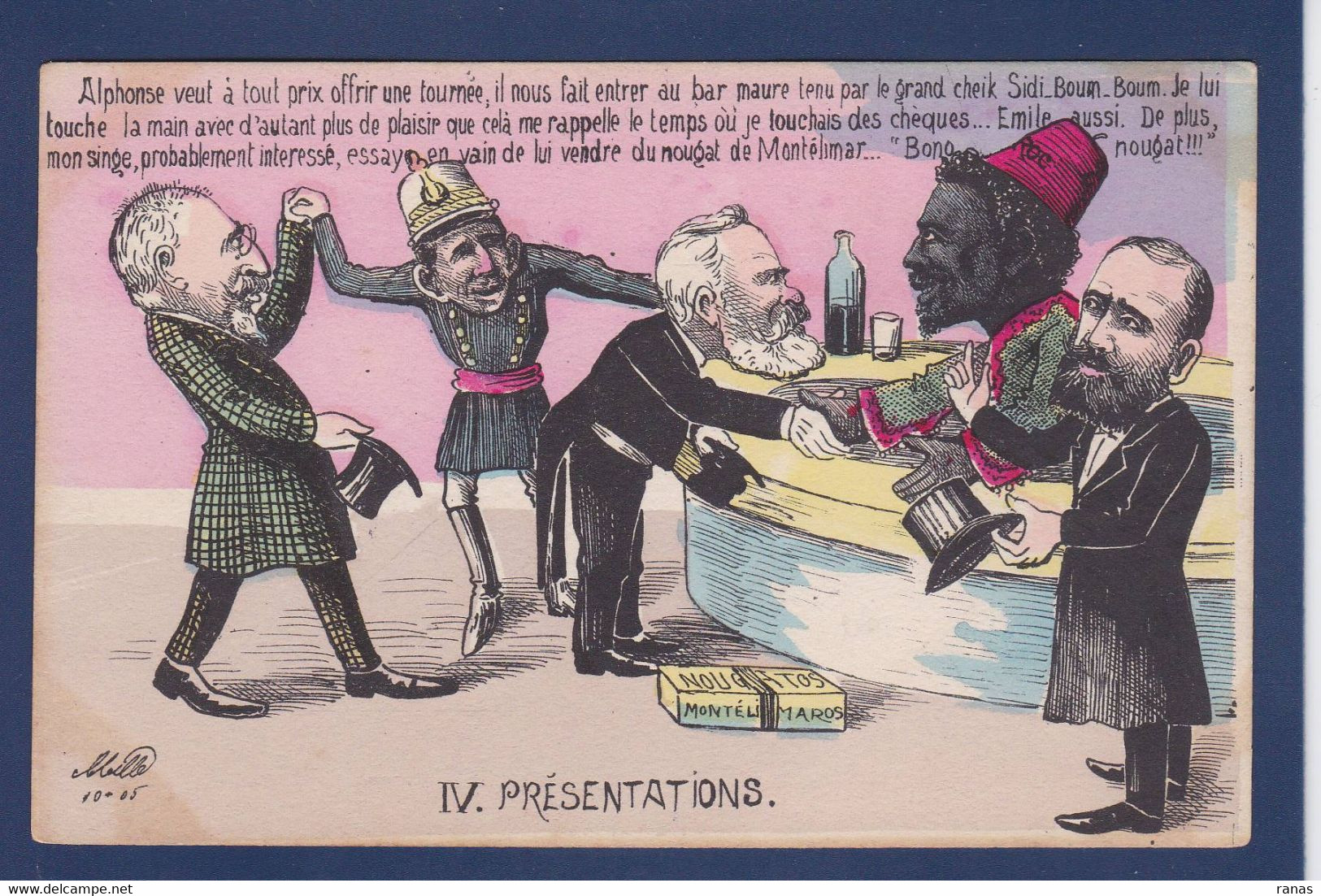 CPA Maroc Négritude Caricature Satirique Espagne Alphonse XIII Non Circulé - Sonstige & Ohne Zuordnung