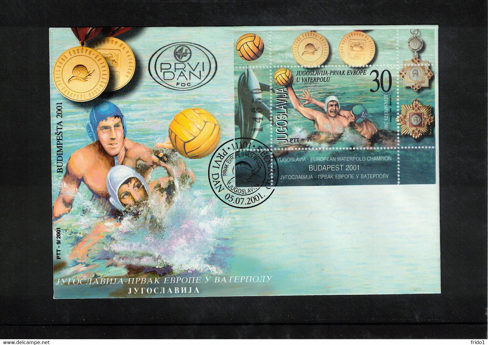 Yugoslavia / Jugoslawien 2001 Yugoslavia European Waterpolo Champion FDC - Wasserball