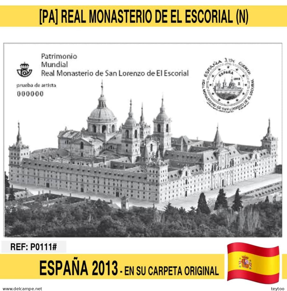 P0111# España 2013. Prueba Real Monasterio De El Escorial (N) - Probe- Und Nachdrucke