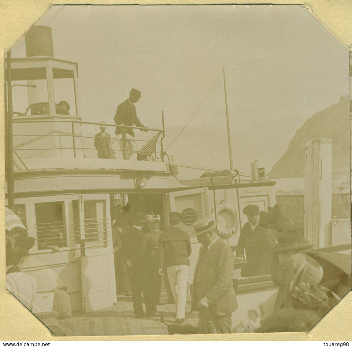 Stéréo Amateur Circa 1910. Bateau à Vapeur " Volta " Probablement Au Lac De Côme. - Photos Stéréoscopiques