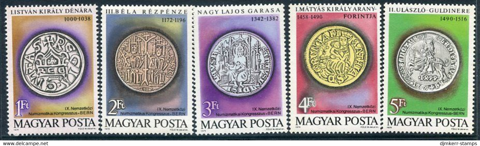 HUNGARY 1979 Numismatic Congress MNH / **  Michel 3372-76 - Unused Stamps