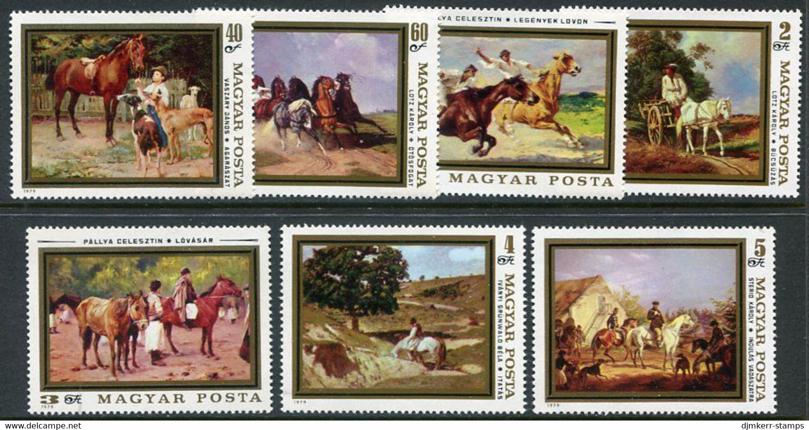 HUNGARY 1979 Paintings With Horses MNH / **  Michel 3362-68 - Unused Stamps