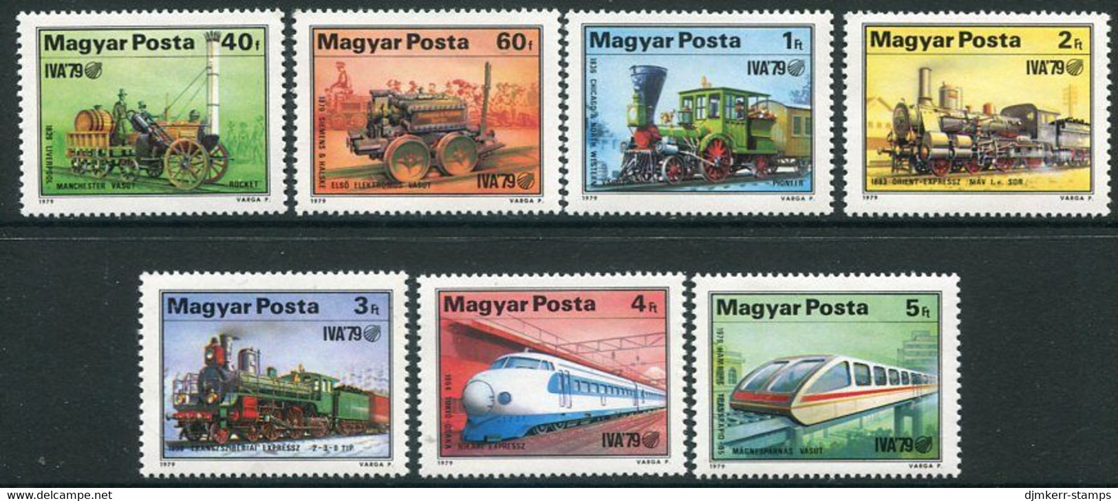 HUNGARY 1979 International Transport Exhibition (Railway Locomotives) MNH / **.  Michel 3343-49 - Unused Stamps