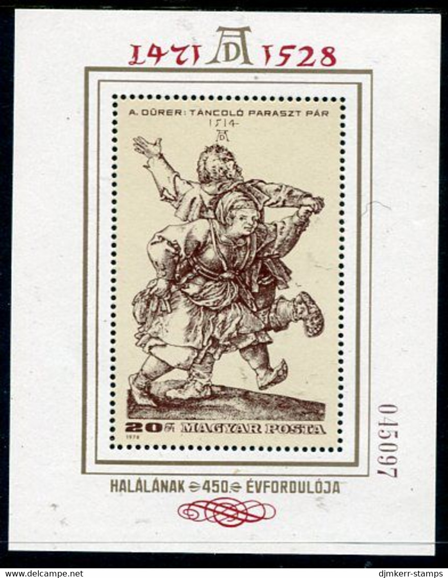 HUNGARY 1979 Dürer Anniversary Block, MNH / **  Michel Block 136 - Unused Stamps