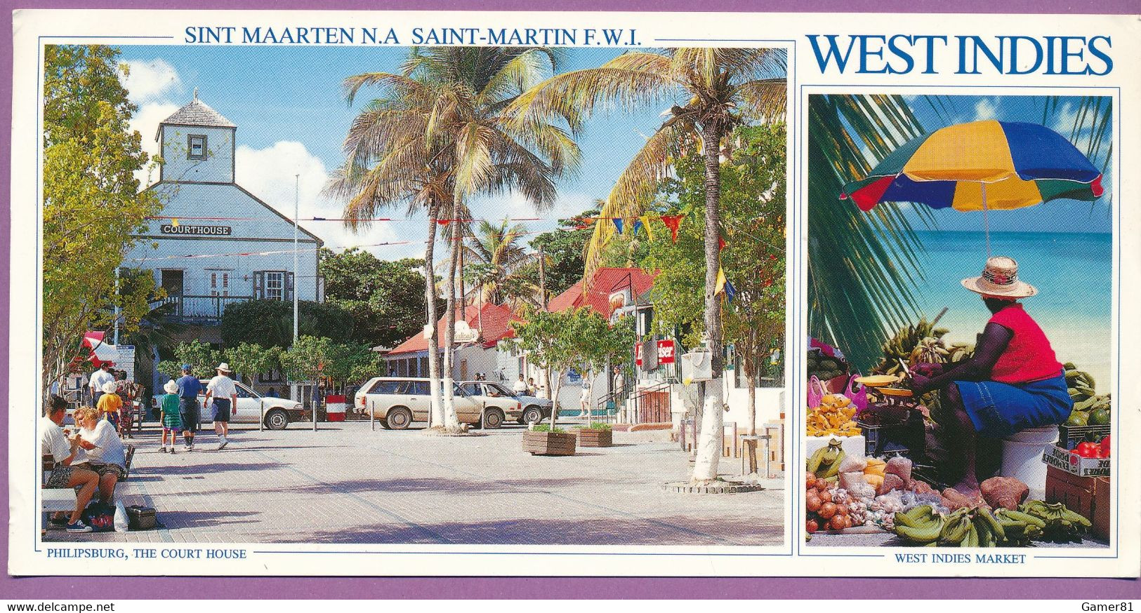 Saint Martin FWI The Court House At Philipsburg Market In Marigot - Toyota Corolla Mazda 929 Station Wagon 21 X 10.5 Cm - Sint-Marteen