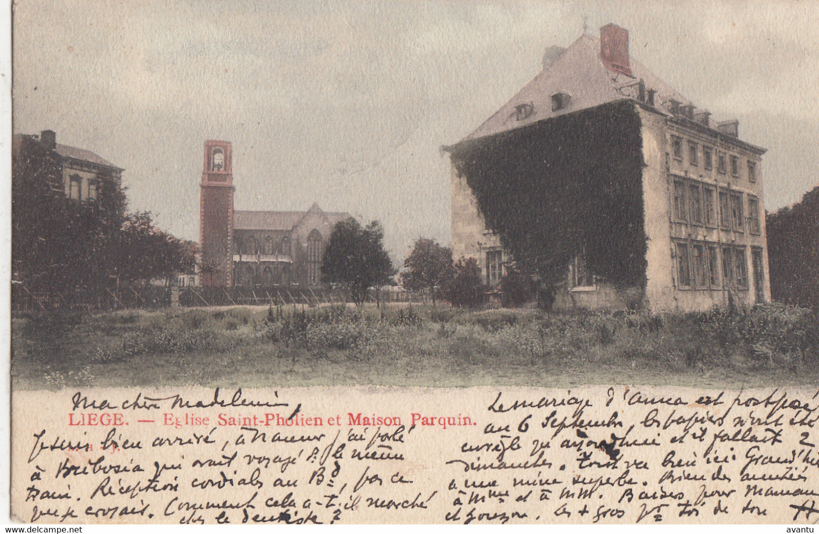 LIEGE / EGLISE ST PHOLIEN ET MAISON PARQUIN  1902 - Lüttich