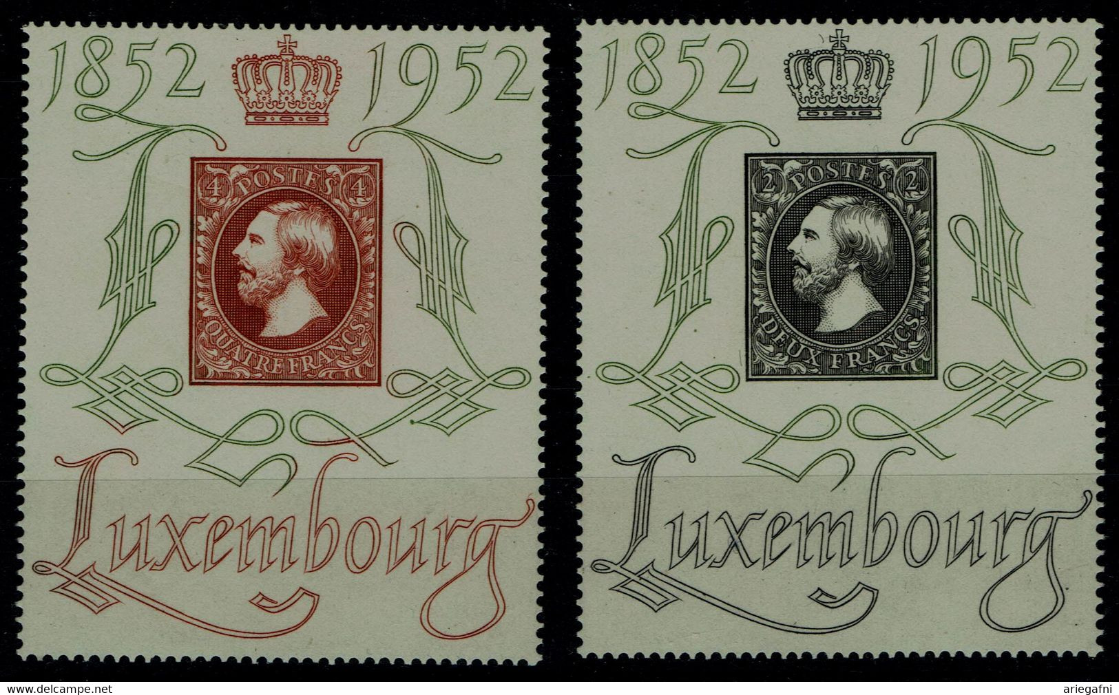 LUXEMBOURG 1952 100 YEARS OF LUXEMBOURG STAMPS MI No 488-9 MNH VF!! - 1948-58 Charlotte Di Profilo Sinistro