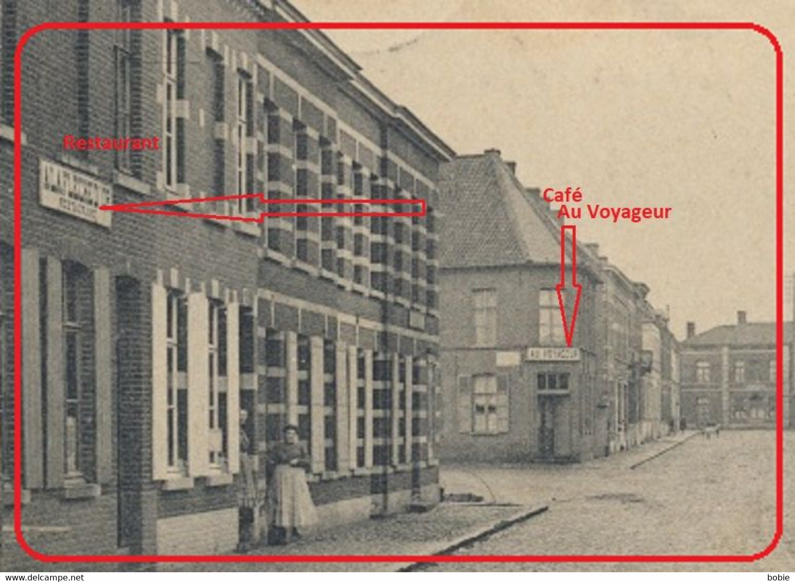 Avelghem - Avelgem Belgien : Statiestraat - Rue De La Station - Café Restaurant - Militär Stempel Landst." Krieg 1914-18 - Avelgem