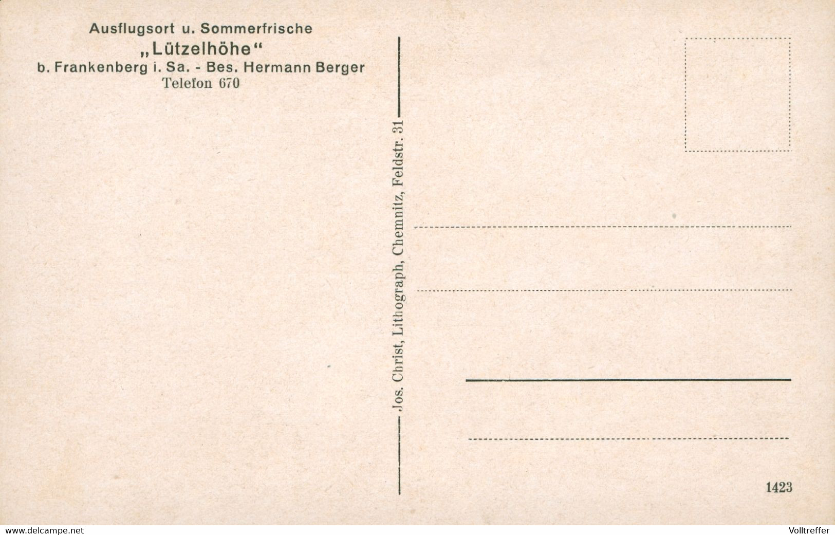 AK Um 1930  Gasthof Lützelhöhe, Sommerfrische Frankenberg Sachsen, Bes. Hermann Berger - Frankenberg