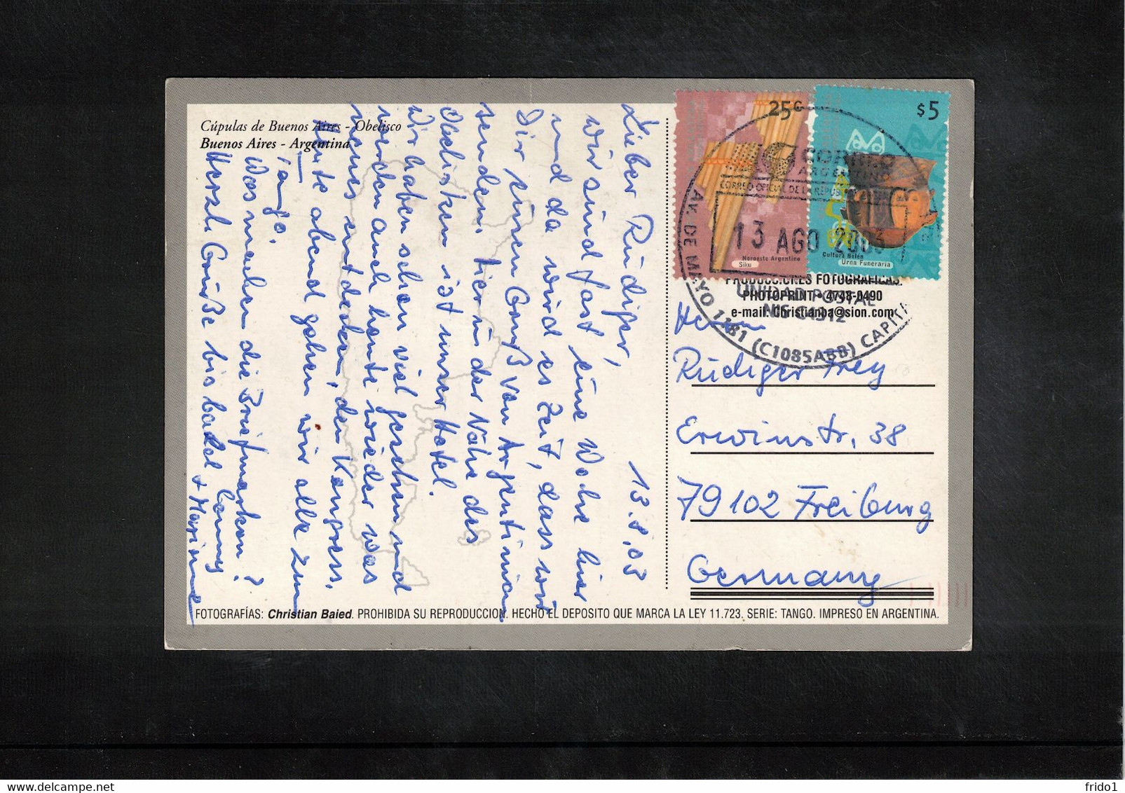 Argentina 2003 Interesting Postcard To Germany - Cartas & Documentos