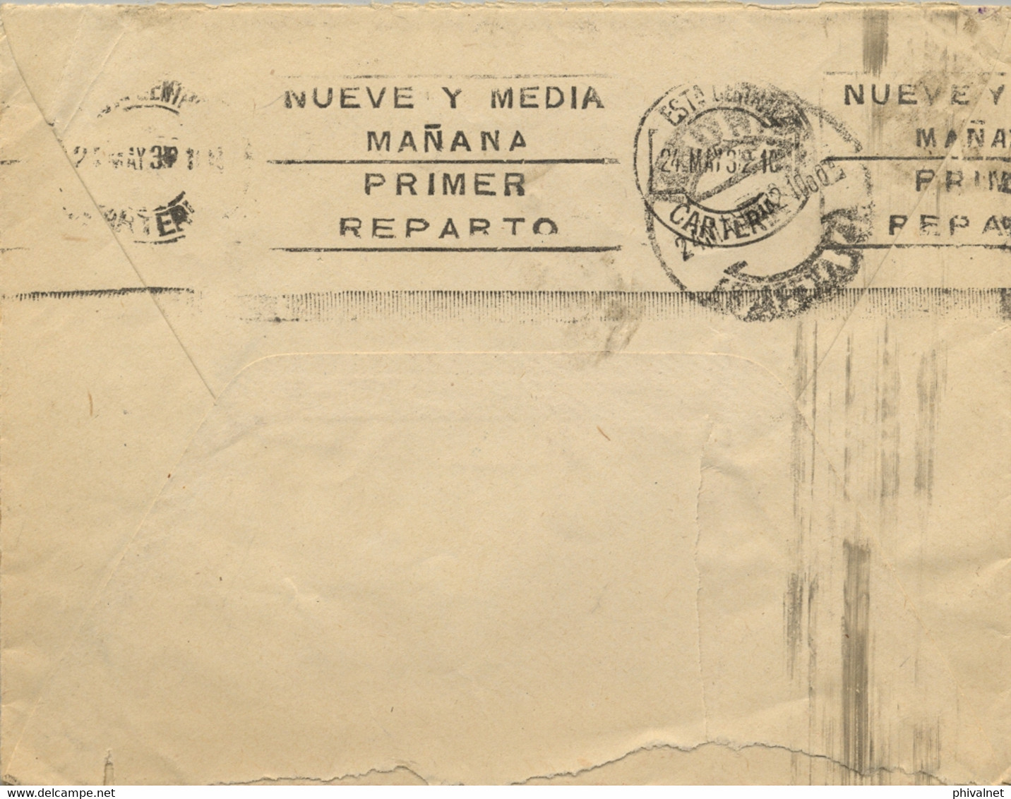 1932 , VALENCIA , SOBRE CIRCULADO A MADRID , ED. 594 , 598 , LLEGADA - Brieven En Documenten