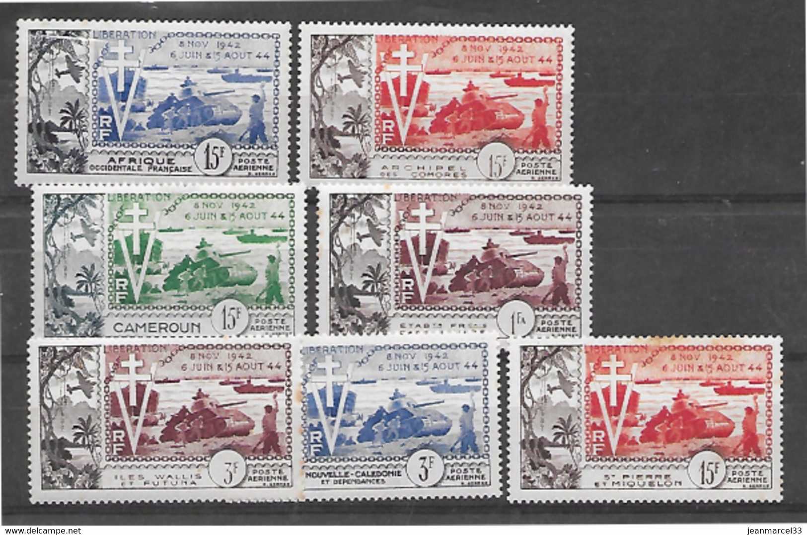 Grande Série Coloniales 1954 10e Anniversaire De La Libération 7 Valeures Neuves, Série Incomplète - 1954 10e Anniversaire De La Libération