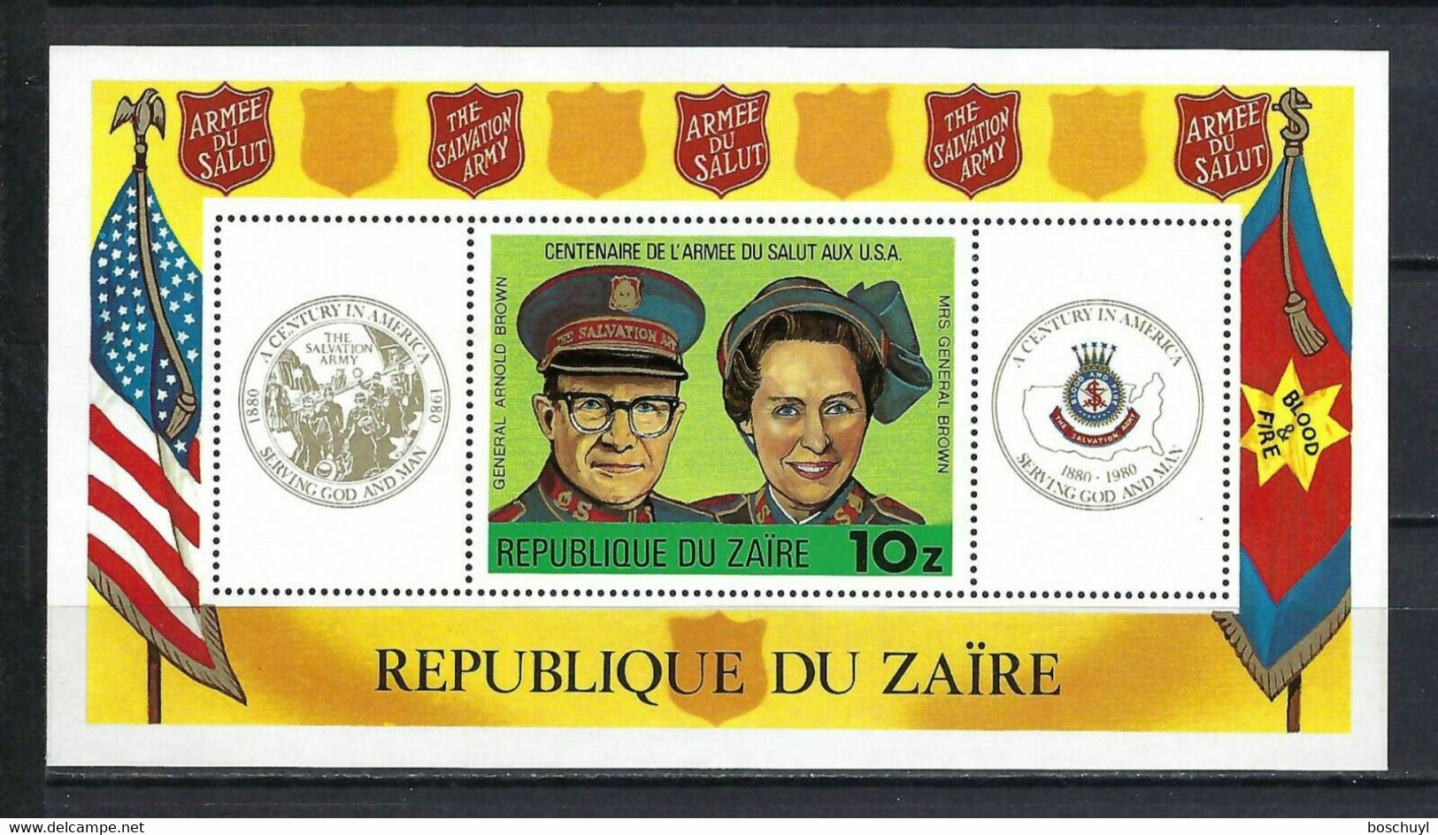 Zaire, 1980, Salvation Army In The USA, Charity, Aid, MNH, Michel Block 34 - Autres & Non Classés