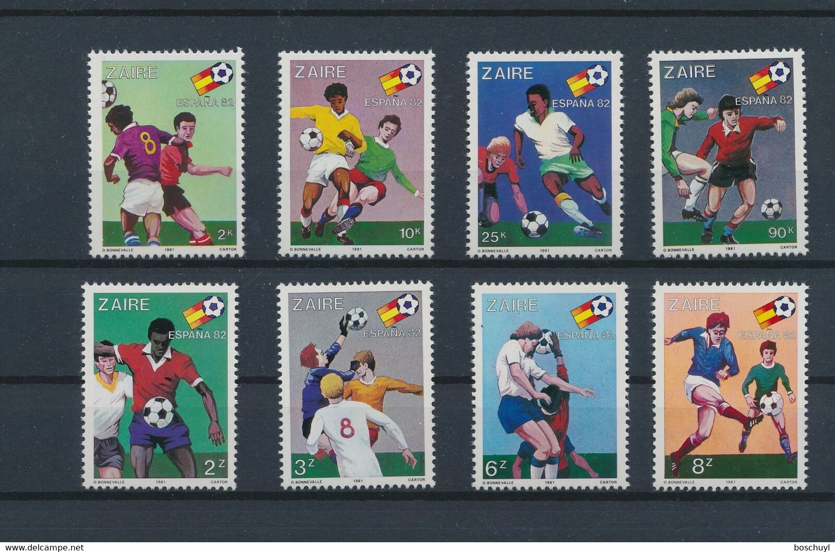 Zaire, 1981, Soccer World Cup Spain, Football, MNH, Michel 722-729 - Andere & Zonder Classificatie