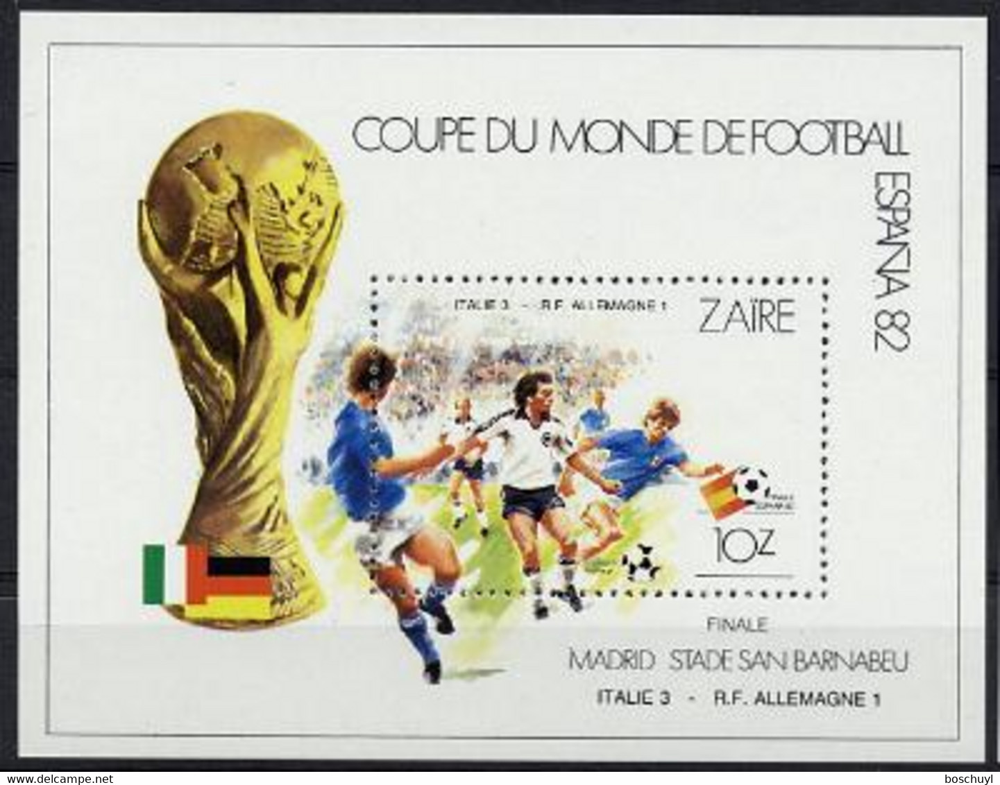 Zaire, 1982, Soccer World Cup Spain, Football, Flags, MNH, Michel Block 43 - Other & Unclassified