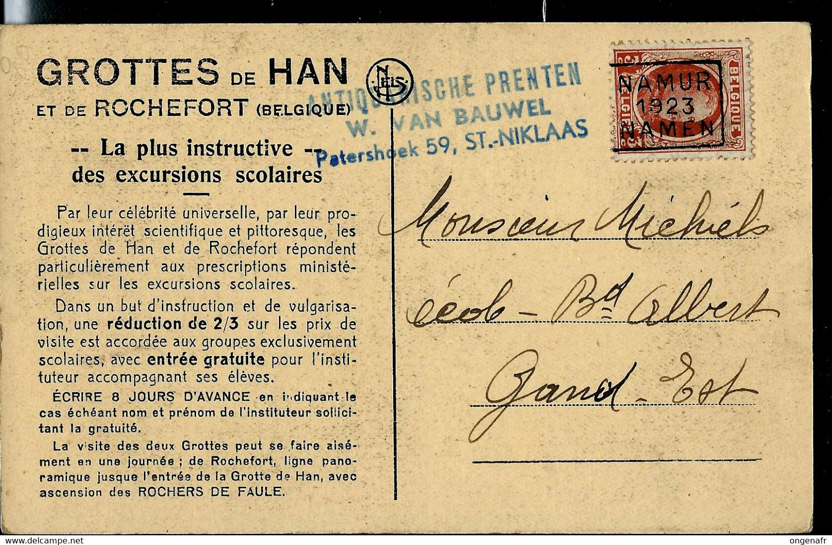 Houyoux  --  NAMUR 1923 NAMEN - Roller Precancels 1920-29