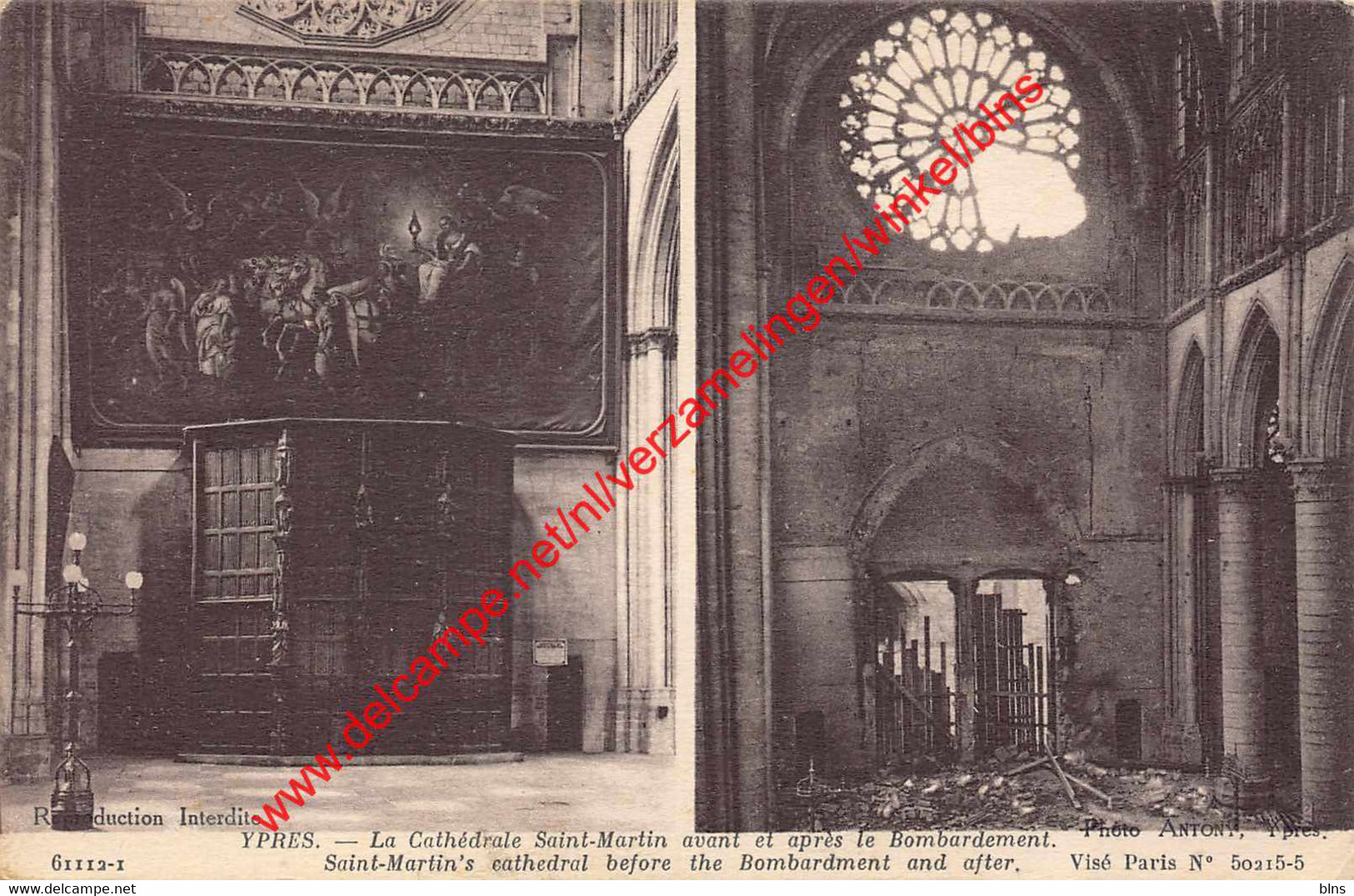 La Cathédrale Saint-Martin Avant Et Après Le Bombardement - Ieper - Ieper