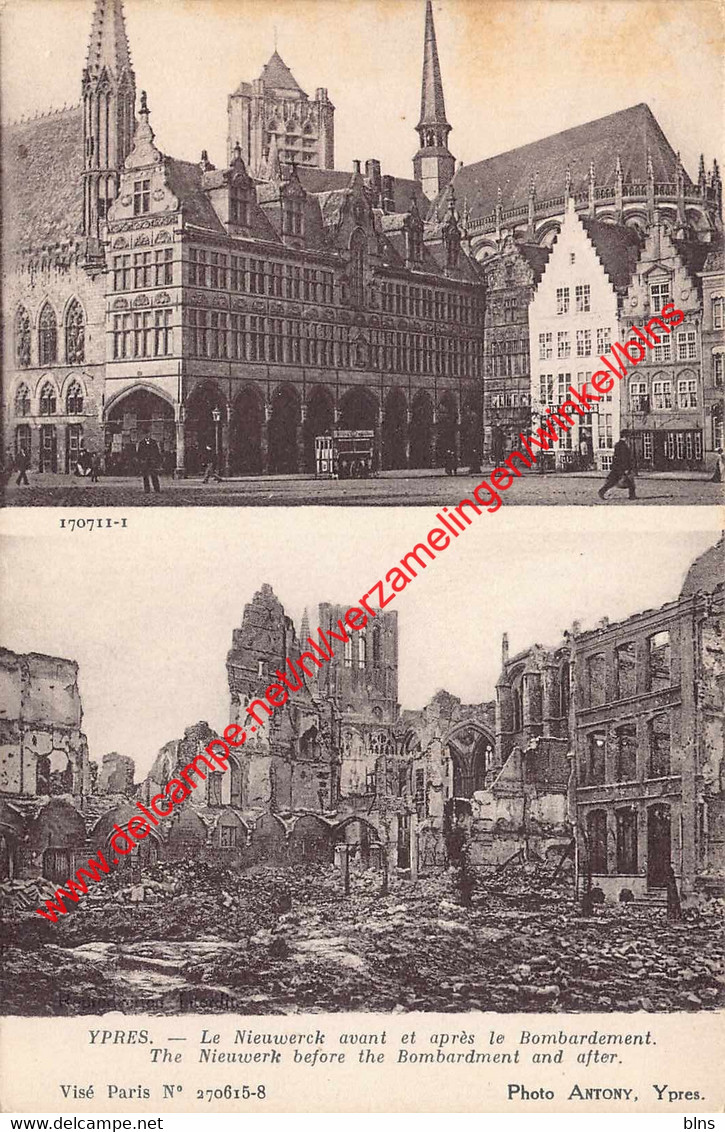 Le Nieuwerck Avant Et Après Le Bombardement - Ieper - Ieper