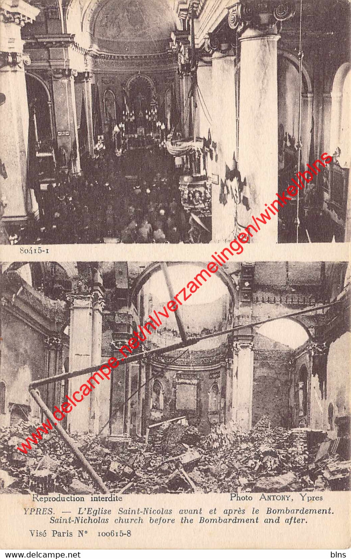 L'Eglise Saint-Nicolas Avant Et Après Le Bombardement - Ieper - Ieper