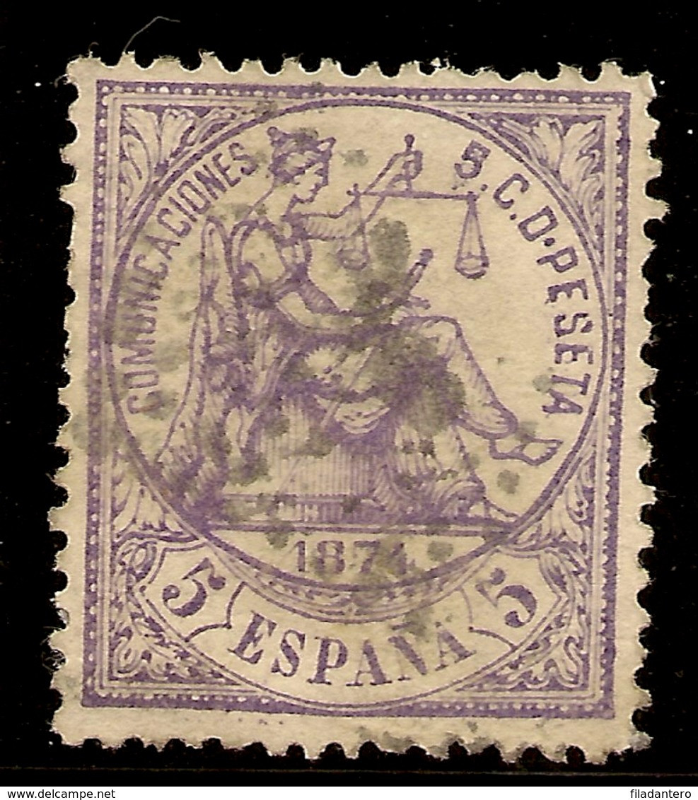 Edifil  144 (º)  5 Céntimos Violeta  Alegoría Justicia  1874   NL1067 - Used Stamps