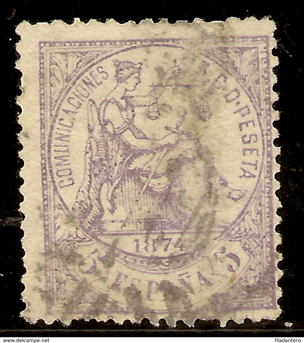 Edifil  144 (º)  5 Céntimos Violeta  Alegoría Justicia  1874   NL1067 - Oblitérés