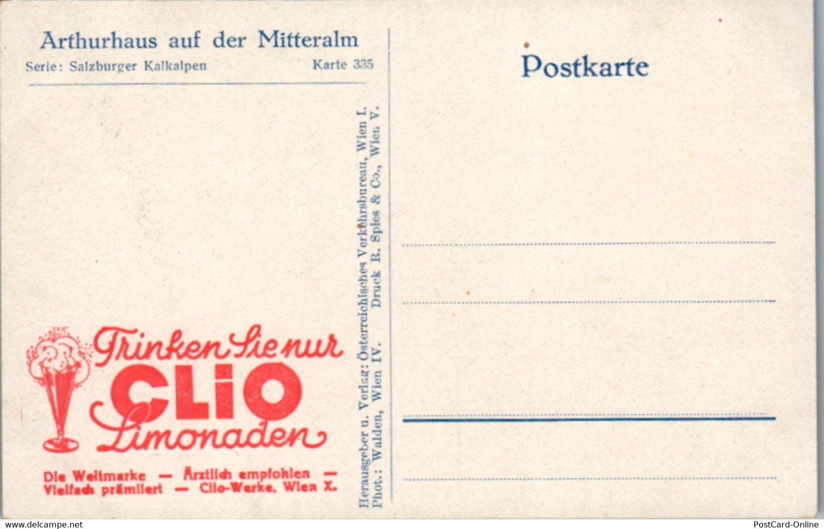 11376 - Salzburg - Arthurhaus Auf Der Mitteralm , Salzburger Kalkalpen , Clio Limonade - Nicht Gelaufen - Mühlbach Am Hochkönig