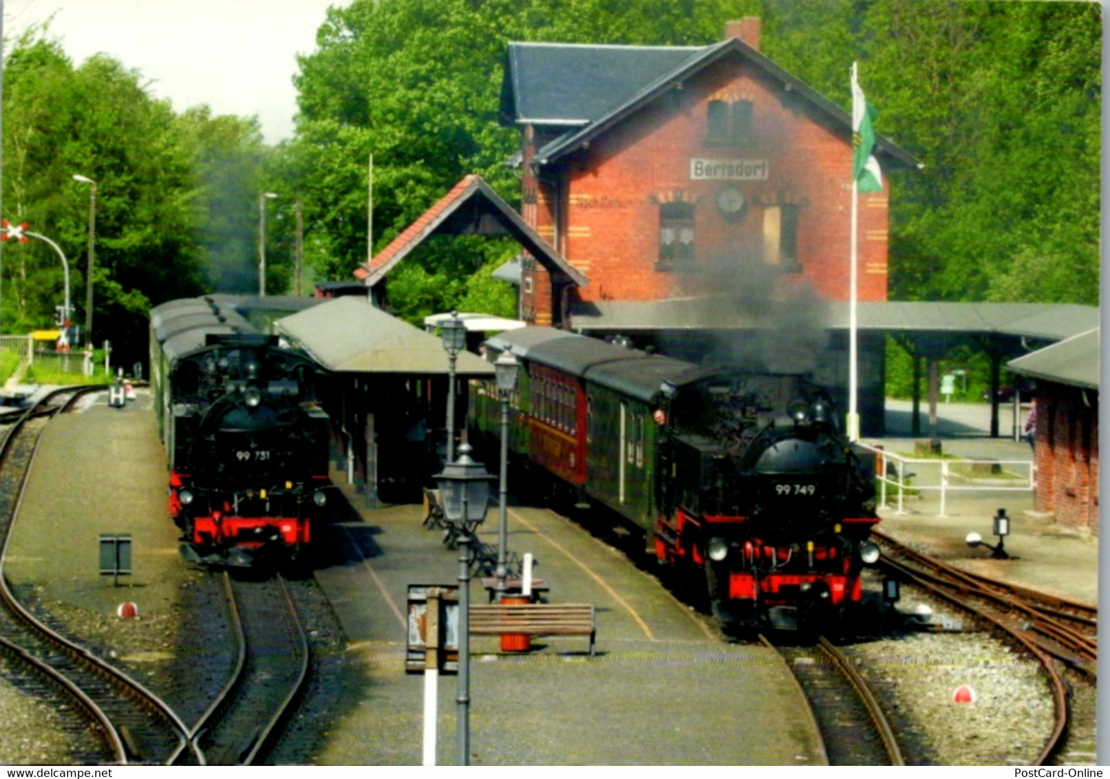 11692 - Deutschland - Bertsdorf , Bahnhof Mit Schmalspurdampflokomotiven , 99 731 U. 99 749 - Gelaufen - Bertsdorf-Hoernitz