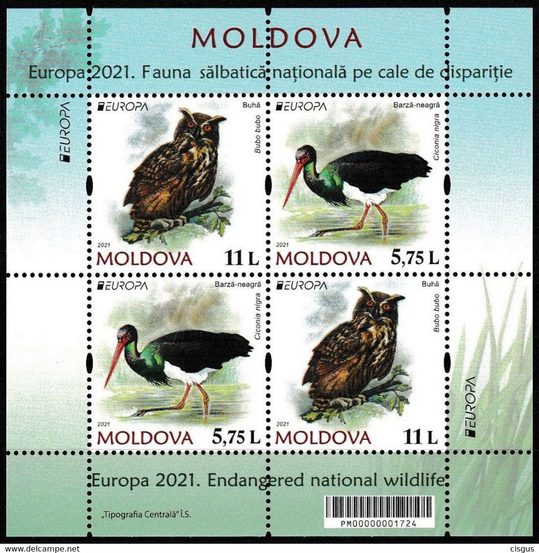 Moldova Moldawien MNH ** 2021  Europa 2021 - Endangered National Wildlife  Booklet M - 2020