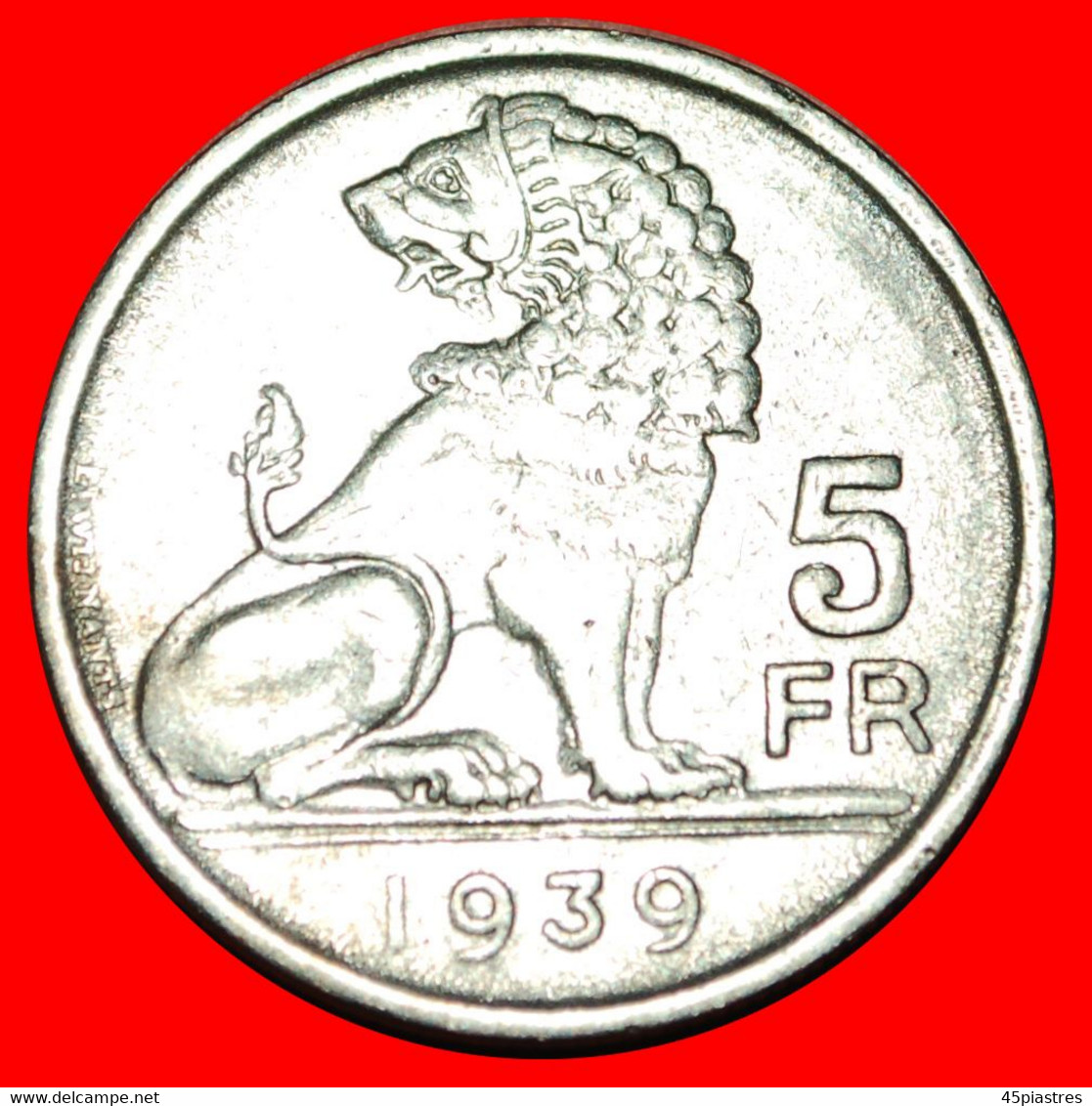 • BELGIE BELGIQUE: BELGIUM ★ 5 FRANCS 1939 STARS! Leopold III (1934-1951) LOW START ★ NO RESERVE! - 5 Francs