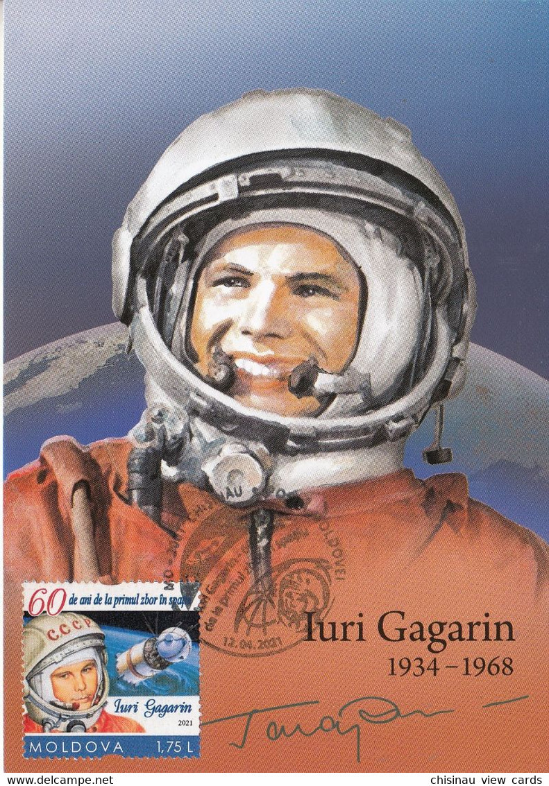 Moldova 2021 "Yuri Gagarin - 60 Years Since The First Flight Into Space"Club Envelope With Post Office Moldova Stam  MC - Sammlungen