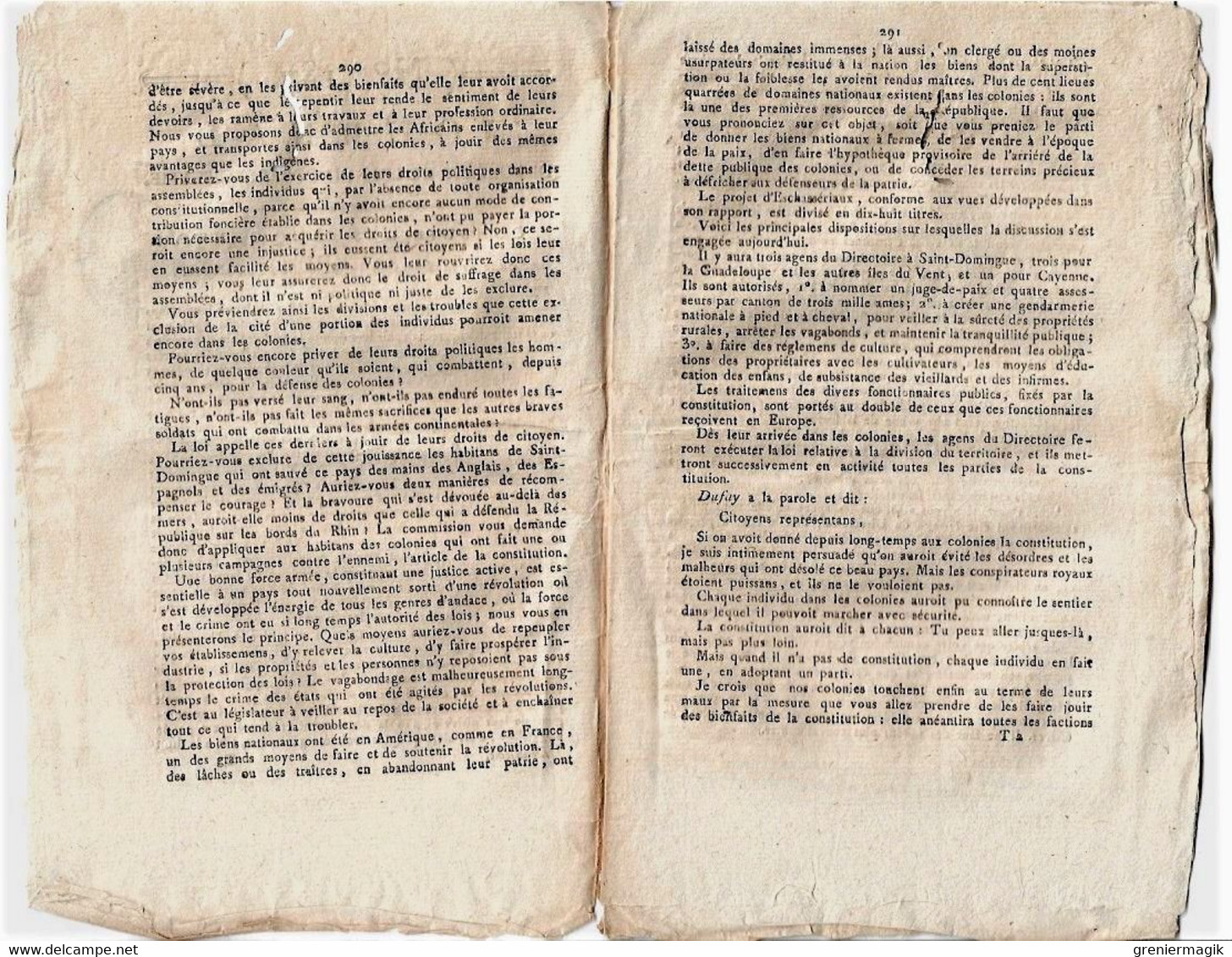 Journal Des Débats Et Lois Brumaire An VI 1797 Lettre Des Prisonniers D'Olmutz à Bonaparte La Fayette/Metternich Rastadt - Kranten Voor 1800