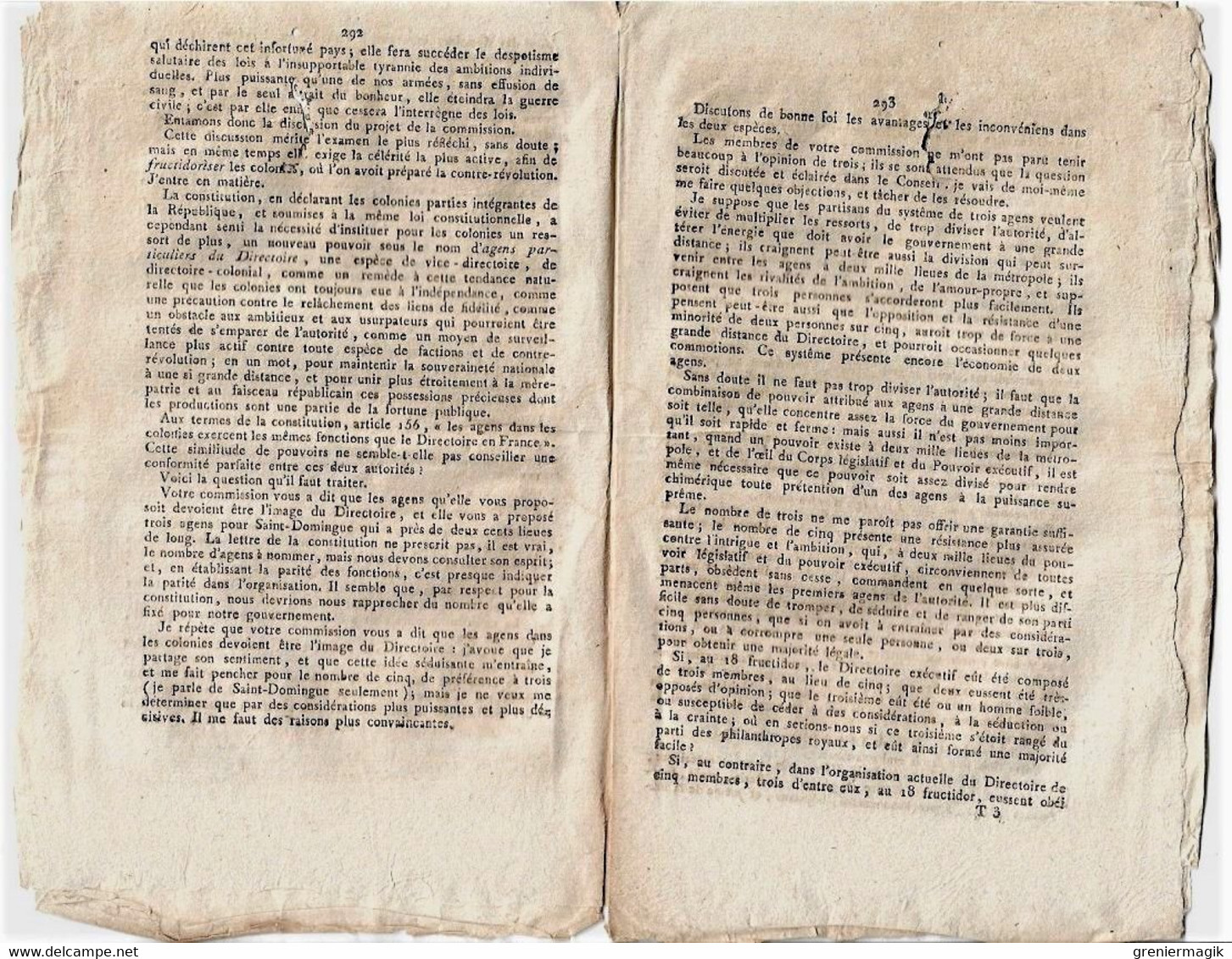 Journal Des Débats Et Lois Brumaire An VI 1797 Lettre Des Prisonniers D'Olmutz à Bonaparte La Fayette/Metternich Rastadt - Newspapers - Before 1800