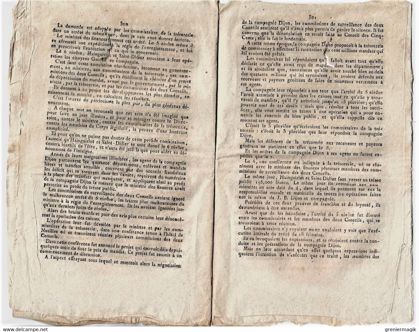Journal des débats et lois brumaire an VI 1797 Lettre des prisonniers d'Olmutz à Bonaparte La Fayette/Metternich Rastadt