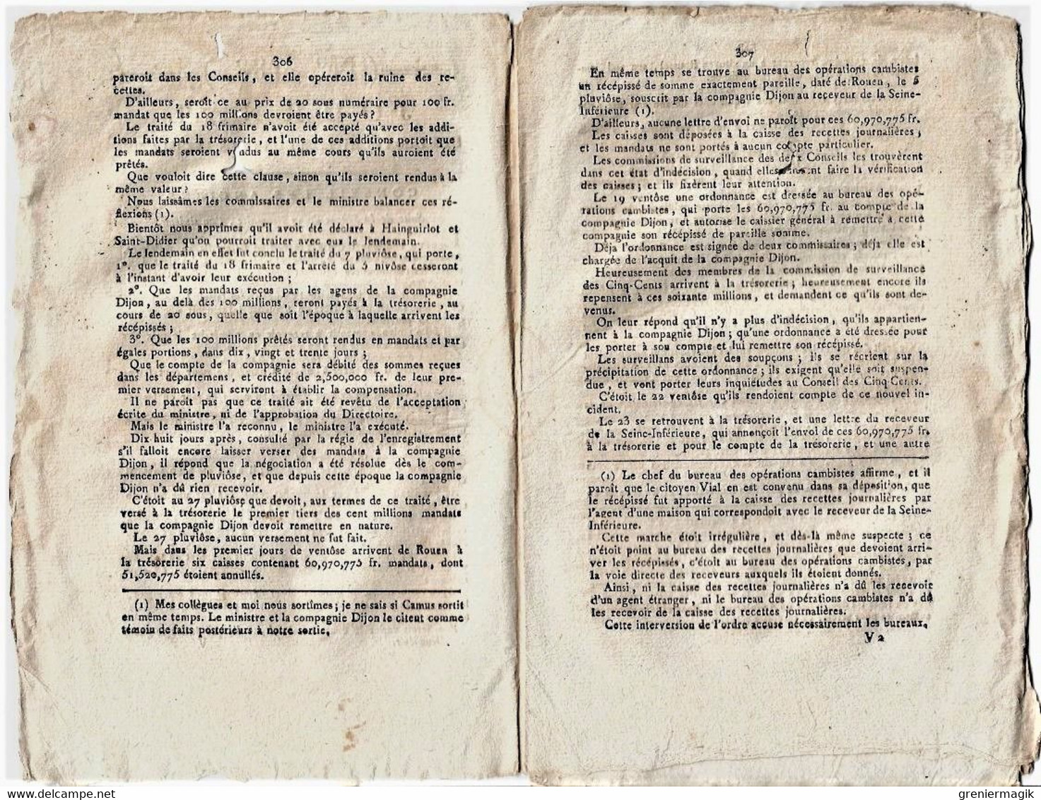 Journal Des Débats Et Lois Brumaire An VI 1797 Lettre De Bonaparte à L'archevêque De Gênes/Affaire Compagnie De Dijon - Zeitungen - Vor 1800