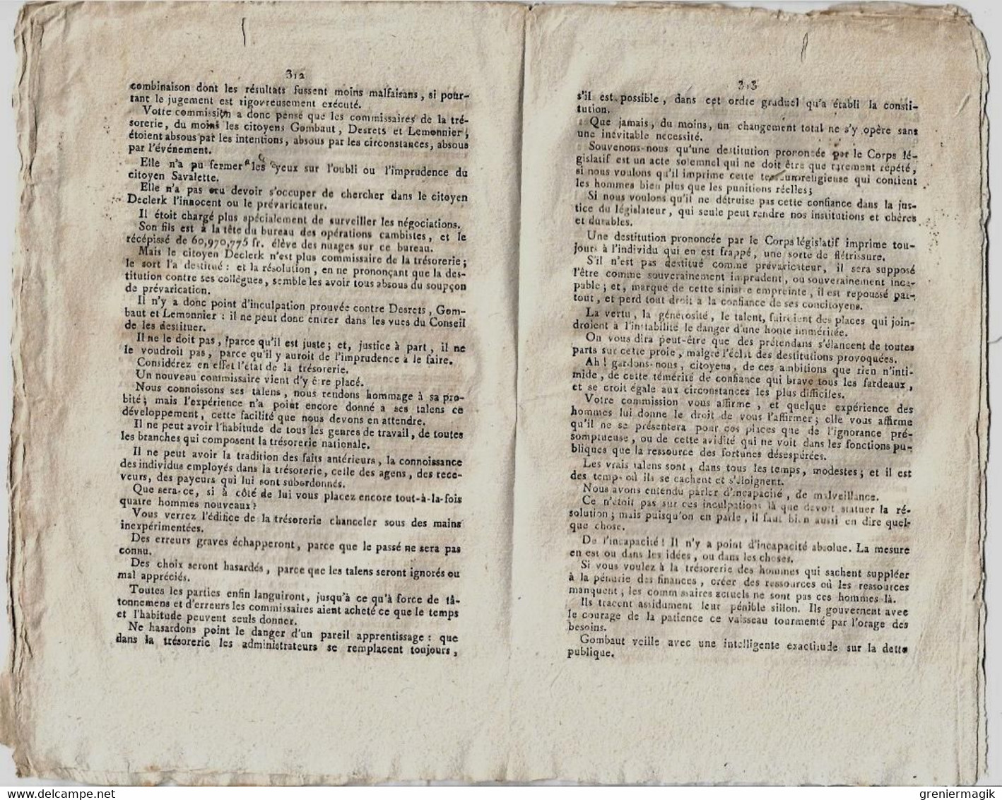 Journal Des Débats Et Lois Brumaire An VI 1797 Lettre De Bonaparte à L'archevêque De Gênes/Affaire Compagnie De Dijon - Kranten Voor 1800