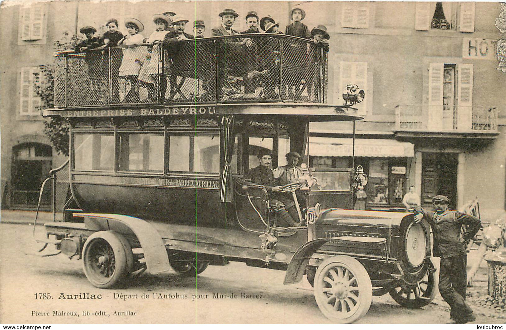 RARE AURILLAC DEPART DE L'AUTOBUS POUR MUR DE BARREZ EDITION MALROUX 1914 - Aurillac