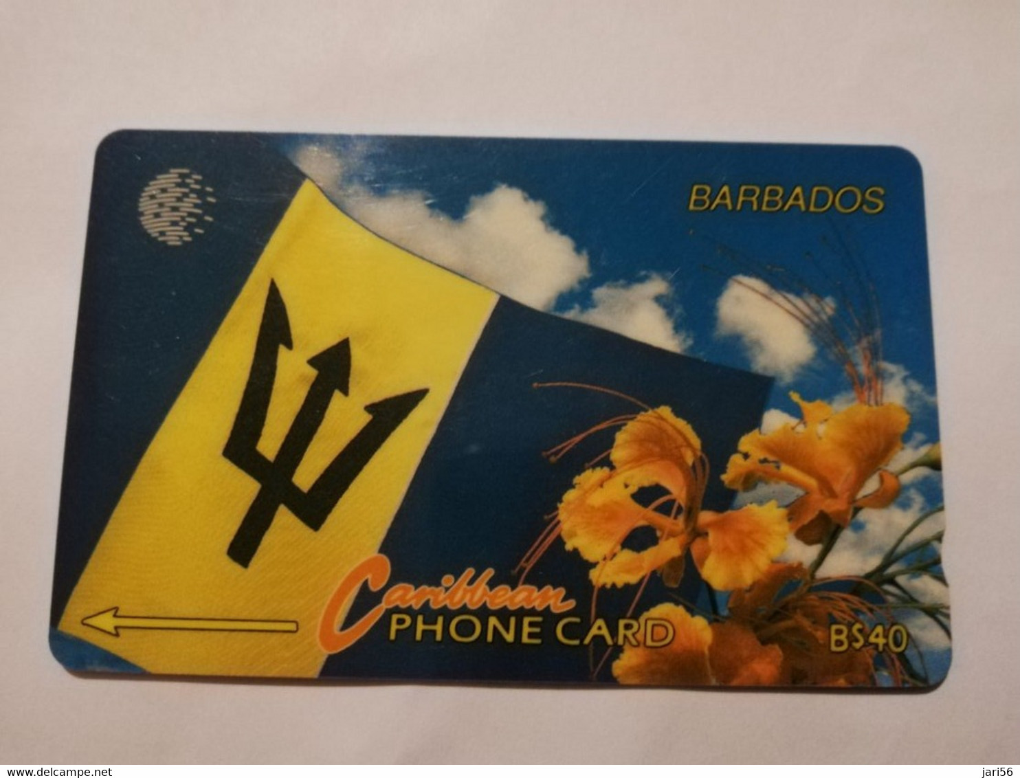 BARBADOS   $40-  Gpt Magnetic     BAR-14A  14CBDA  BARBADOS FLAG       NEW  LOGO   Very Fine Used  Card  ** 5690** - Barbades