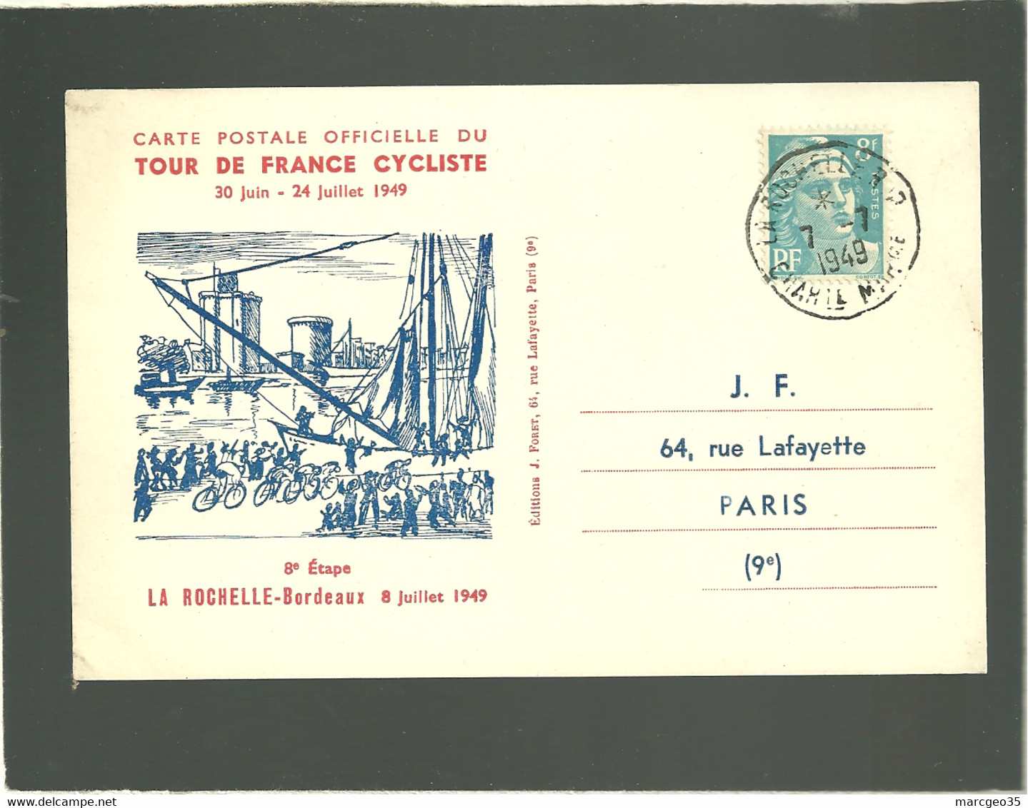 Tour De France Cyclist 1949  La Rochelle Bordeaux 8e étape 8 Juillet 1949 - Ciclismo