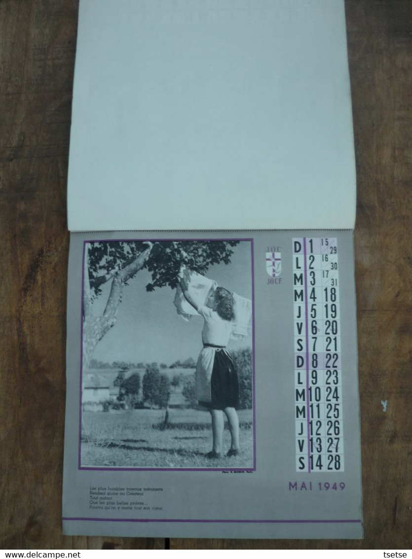 Calendrier Complet De La J.O.C. / Jeunesse Ouvrière Catholique - Année 1949 - Grand Format : 1941-60