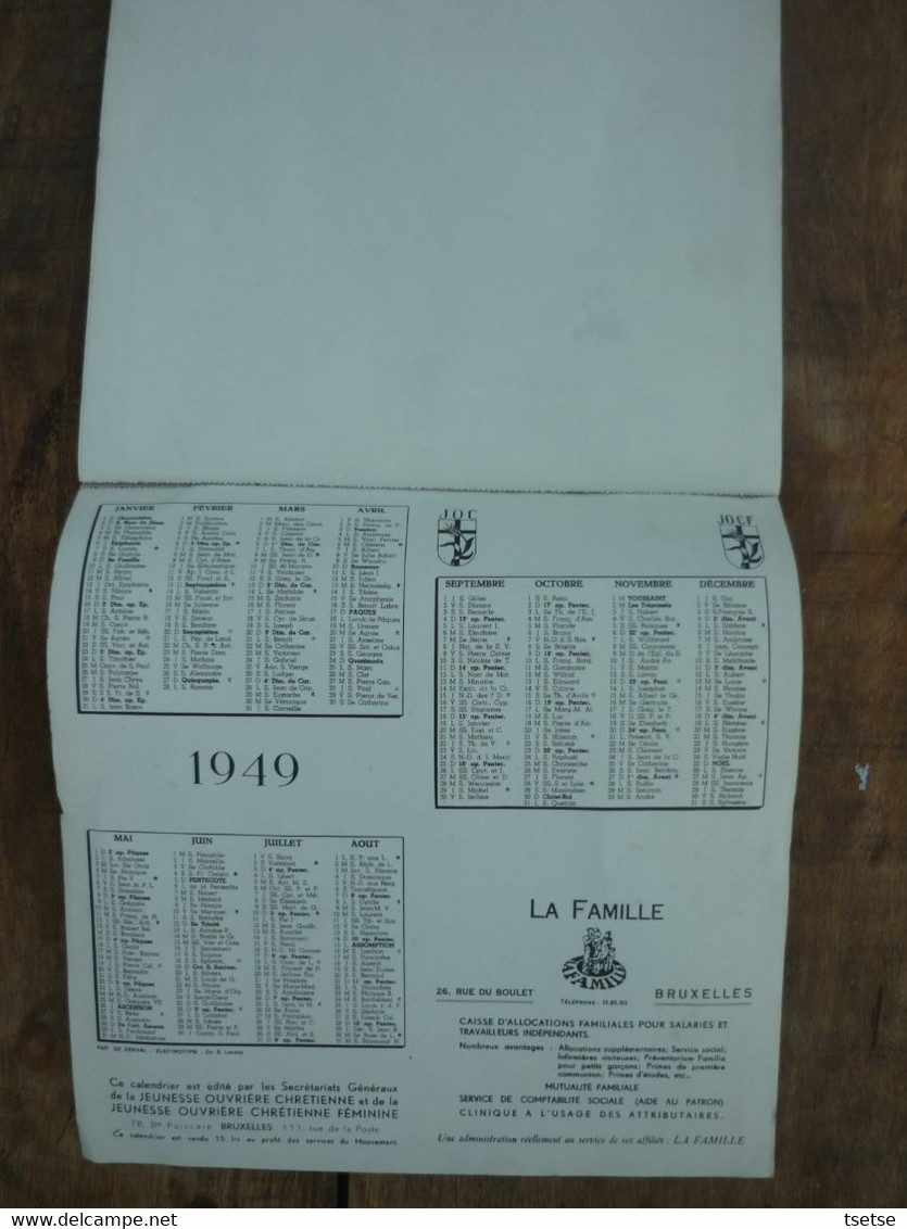 Calendrier complet de la J.O.C. / Jeunesse Ouvrière Catholique - Année 1949