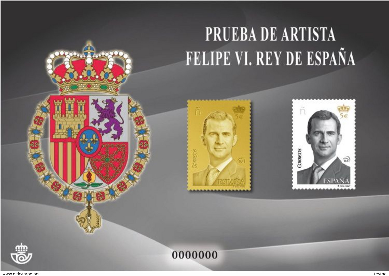 [P120] España 2015. Prueba De Artista. Felipe VI, Rey De España - Proeven & Herdrukken