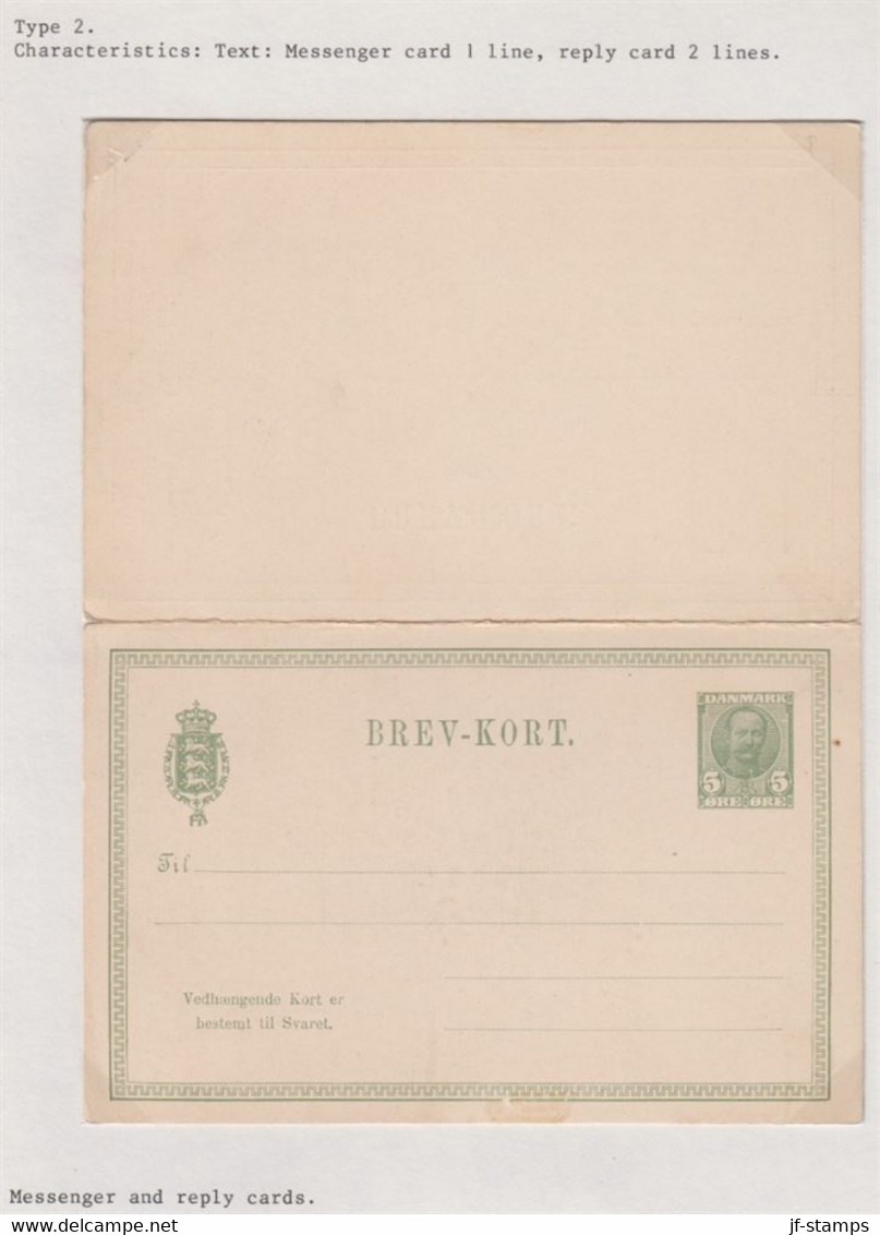 1907. DANMARK. BREVKORT Med Svar 5 ØRE Frederik VIII.  () - JF421050 - Covers & Documents