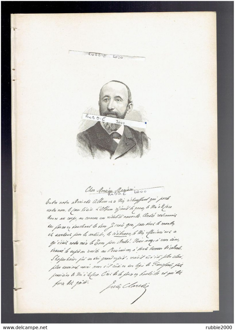 JULES CLARETIE 1840 LIMOGES 1913 PARIS ROMANCIER DRAMATURGE HISTORIEN PORTRAIT AUTOGRAPHE BIOGRAPHIE ALBUM MARIANI - Historische Dokumente