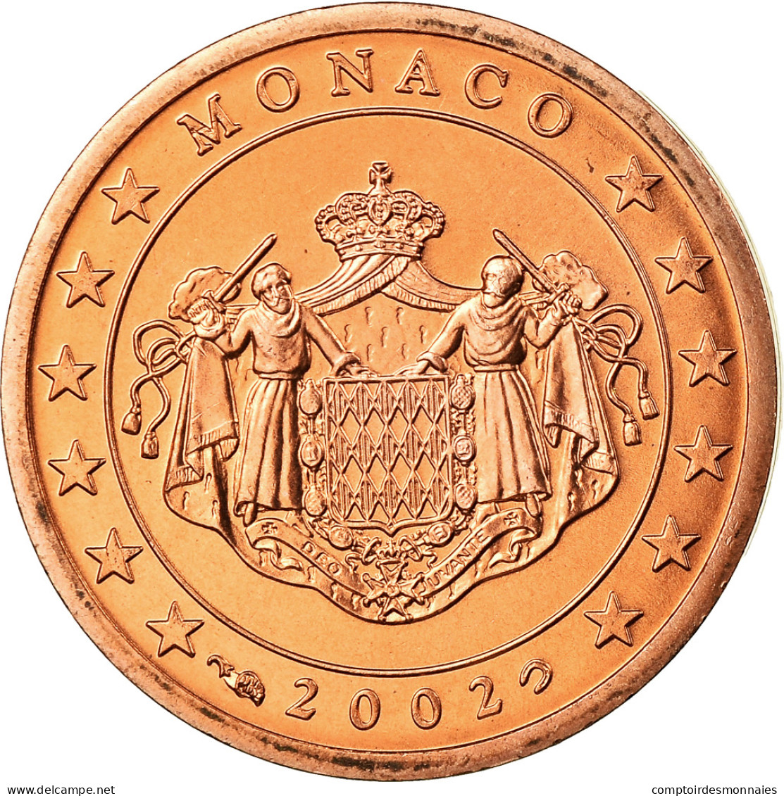 Monaco, 2 Euro Cent, 2002, FDC, Copper Plated Steel, KM:168 - Monaco