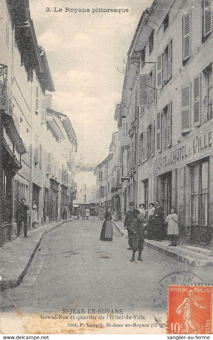 CPA 26 SAINT JEAN EN ROYANS GRAND RUE ET QUARTIER DE L'HOTEL DE VILLE - Otros & Sin Clasificación