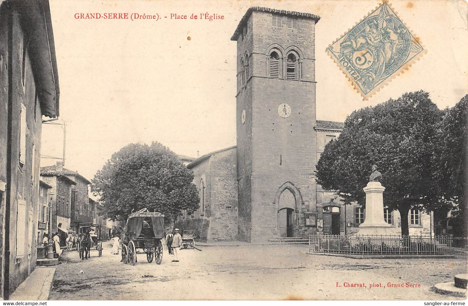 CPA 26 GRAND SERRE PLACE DE L'EGLISE - Otros & Sin Clasificación