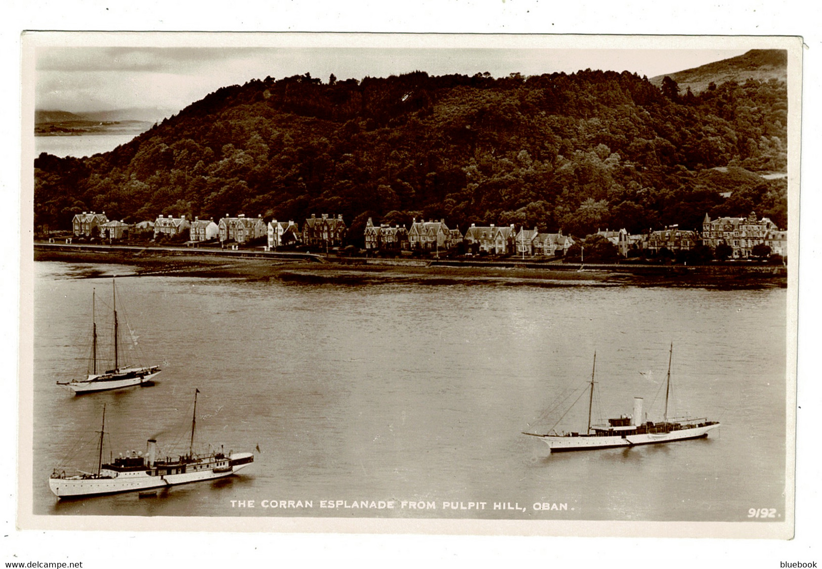 Ref 1487 - Early Real Photo Postcard - Steamships & Corran Esplanade Oban Argyllshire - Argyllshire