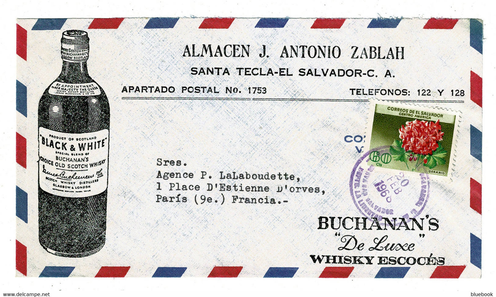Ref 1487 - 1968 Airmail Advertising Cover - El Salvador To Worcester UK - Alcohol Theme - Salvador